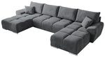 BROMARKT NUBES U Ecksofa mit Schlaffunktion und Bettkasten 372x184x85 cm Graphit