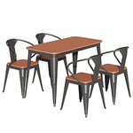 Generisch Kunststoffholz Stapelstuhl Set 4 Stühle Tisch 120x60x75 cm Schwarz