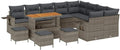 GFMGUEMV Poly-Rattan Gartenmöbel Set 13-Teilig Grau/Dunkelgrau 110 cm