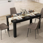 LDAILY Esstisch Aus Mokka-Holz 160x80x76,2cm Schwarz L-Förmige Beine
