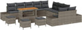 GFMGUEMV Gartenmöbel Set 14-Teilig Poly-Rattan Grau 110 Cm Tisch