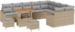 GFMGUEMV Gartensofa-Set 12-teilig Beige Poly-Rattan Stahl