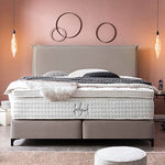 BettCo Boxspringbett London Velours Grau 140x200 Ohne Topper