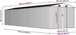 KMUNGDWG Geräteschuppen Verzinkter Stahl Grau 257x990x181cm Doppelschiebetüren