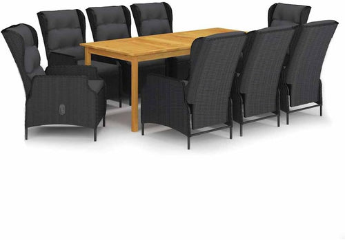 VidaXL Gartenmöbel Set 9-Tlg. Sitzgruppe Sitzgarnitur Gartengarnitur Gartenset Gartentisch Esstisch Gartensessel Tisch Stühle Dunkelgrau