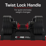 CORE FITNESS Verstellbares Hantel-Set 2x 22,7 Kg Schwarz