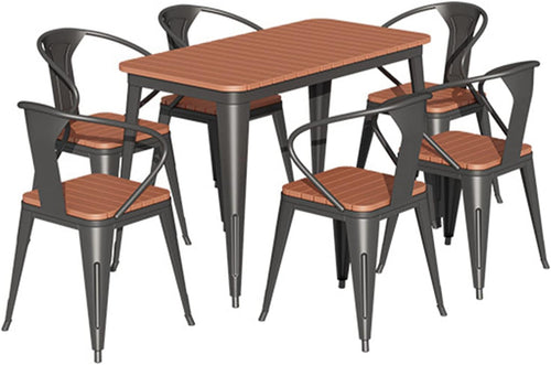 Outdoor Kunststoffholz Tisch Stuhl Set 120x60x75 cm Schwarz