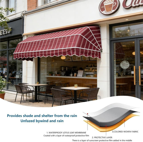 Vividcrate Gebogene Einziehbare Markise 140x60x60 Cm Faltbarer Sonnenschutz