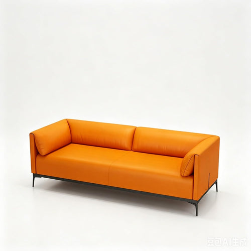 Mid Century Modern Faux Leather 3 Seater Sofa Metallbeine Wasserabweisend