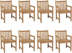 HGNFREF Massivholz Gartenstühle Set 8 Stk. mit Cremeweißen Kissen 58x90x60 Cm