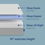 Casper Element Queen-Matratze 25,4 cm Mittel Memory-Schaum Grau