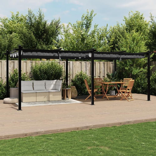 Kaloriko Gartenpavillon Aluminium Ausziehbares Dach Anthrazit 3x6 M