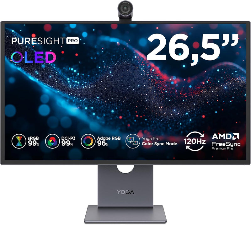 Lenovo Yoga Pro 27UD-10 26.5 Zoll QD-OLED 4K Monitor 120Hz 0.03ms HDMI 2.1 USB-C Schwarz