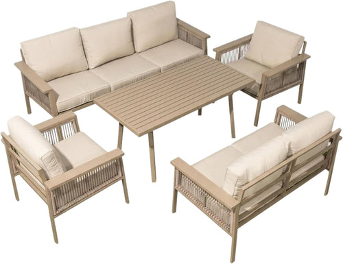 SHATCHI Premium Aluminium Gartenmöbel Set 7-Sitzer Beige