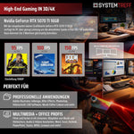 SYSTEMTREFF Gaming PC AMD Ryzen 7 5800X3D 8x4.5 GHz RTX 5070 TI 16 GB 1 TB M.2 NVMe 32 GB DDR4 Windows 11 Pro 27 Zoll Monitor