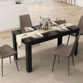 LDAILY Esstisch Aus Mokka-Holz 160x80x76,2cm Schwarz L-Förmige Beine