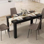 LDAILY Esstisch Aus Mokka-Holz 160x80x76,2cm Schwarz L-Förmige Beine