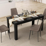 LDAILY Esstisch Aus Mokka-Holz 160x80x76,2cm Schwarz L-Förmige Beine