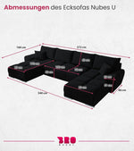BROMARKT NUBES U Ecksofa mit Schlaffunktion und Bettkasten 372x184x85 cm Graphit