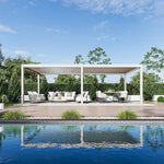 Weide E-Deluxe Plus Elektrische Pergola 4x8m Aluminium Lamellendach Ivory Sand
