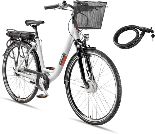 TELEFUNKEN City E-Bike 28 Zoll Frontmotor 536,5 Wh Akku 7-Gang Weiß