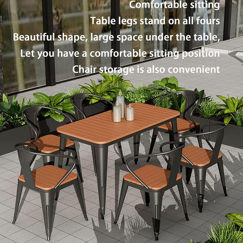 Outdoor Kunststoffholz Tisch Stuhl Set 120x60x75 cm Schwarz