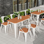 Generisch Kunststoffholz Stapelstuhl Set 4 Stühle Tisch 120x60x75 cm Schwarz