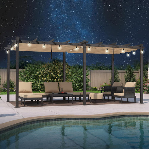 PURPLE LEAF Pergola Aluminium 3.65x5.5 m Wasserdicht Beige