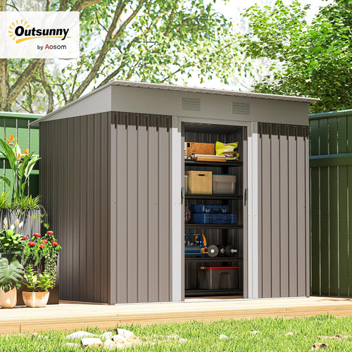 Outsunny Metall-Gartenhaus 2,1x1,2 M Hellgrau