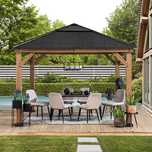 Sunjoy Holzpavillon 3,36x3,36 m Anthrazit Dach