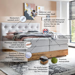 Belanoti MARBO Boxspringbett 180x200 Mit Bettkasten 7-Zonen Taschenfederkern Matratze Inklusive Visco Topper Weißgrau